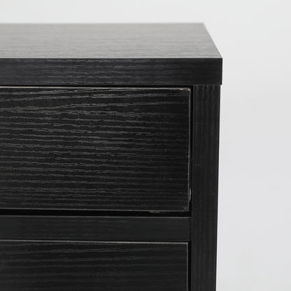 Bedside Table 2 Drawer Wood Leg Storage Cabinet Nightstand SUZY BLACK - Cosy Abode