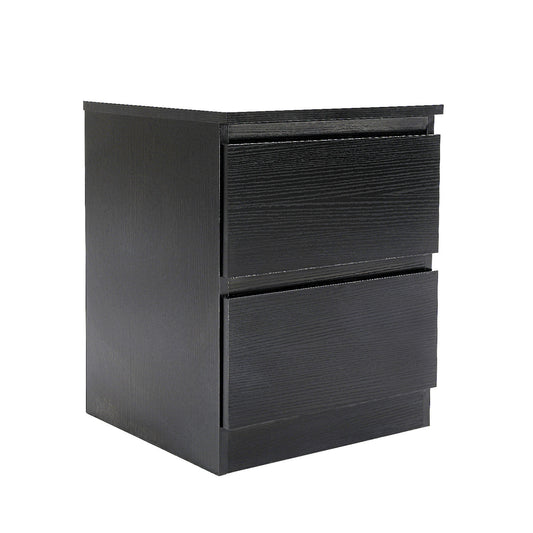 Bedside Table Side Storage Cabinet Nightstand Bedroom 2 Drawer JOSS BLACK - Cosy Abode