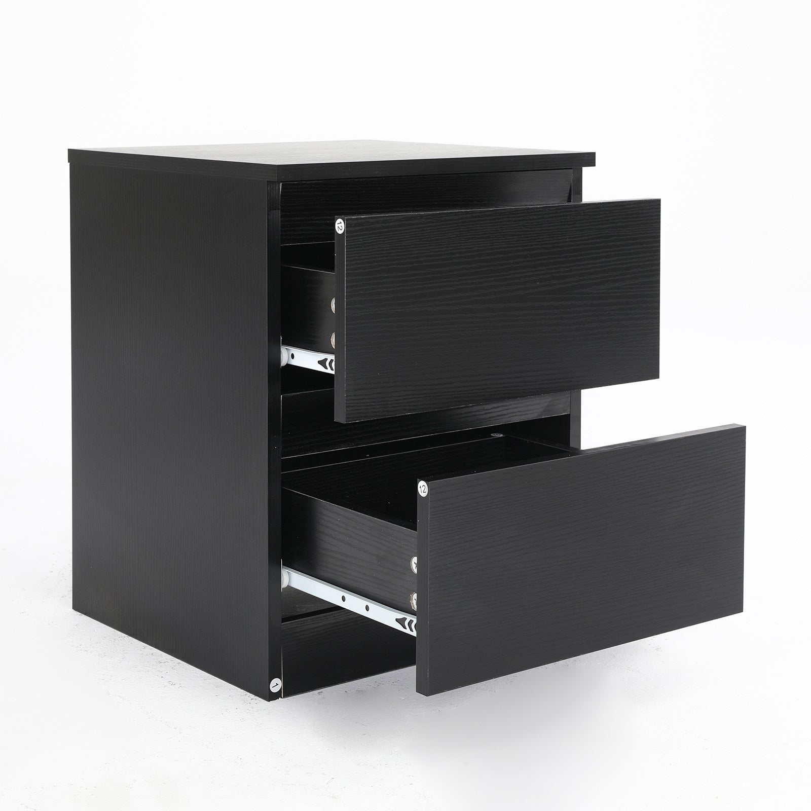 Bedside Table Side Storage Cabinet Nightstand Bedroom 2 Drawer JOSS BLACK - Cosy Abode