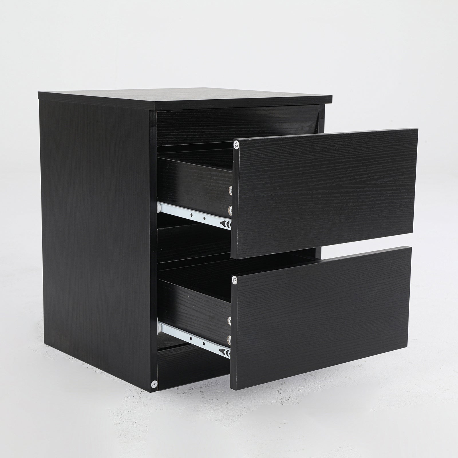 Bedside Table Side Storage Cabinet Nightstand Bedroom 2 Drawer JOSS BLACK - Cosy Abode