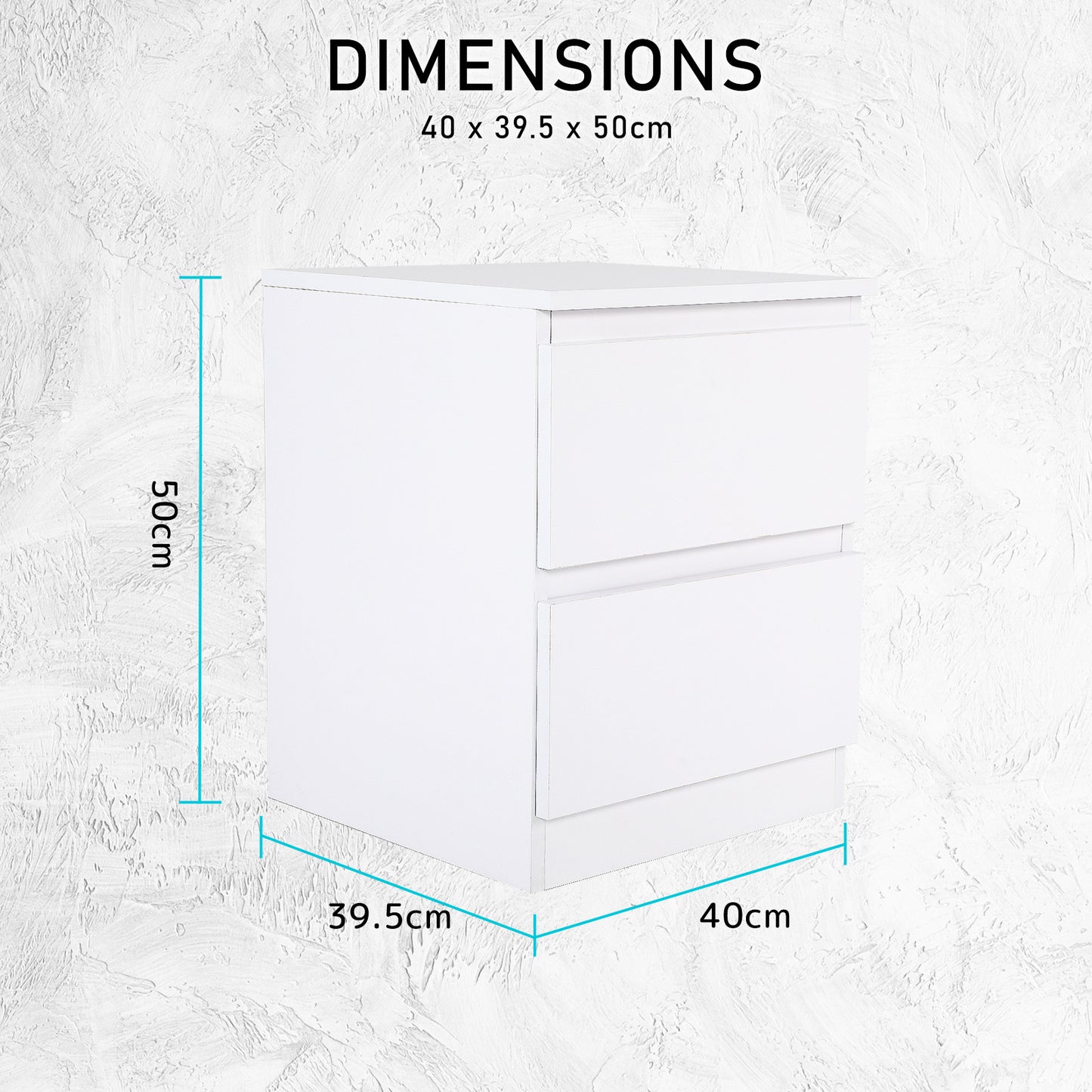 Bedside Table Side Storage Cabinet Nightstand Bedroom 2 Drawer JOSS WHITE - Cosy Abode
