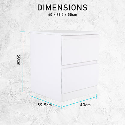 Bedside Table Side Storage Cabinet Nightstand Bedroom 2 Drawer JOSS WHITE - Cosy Abode