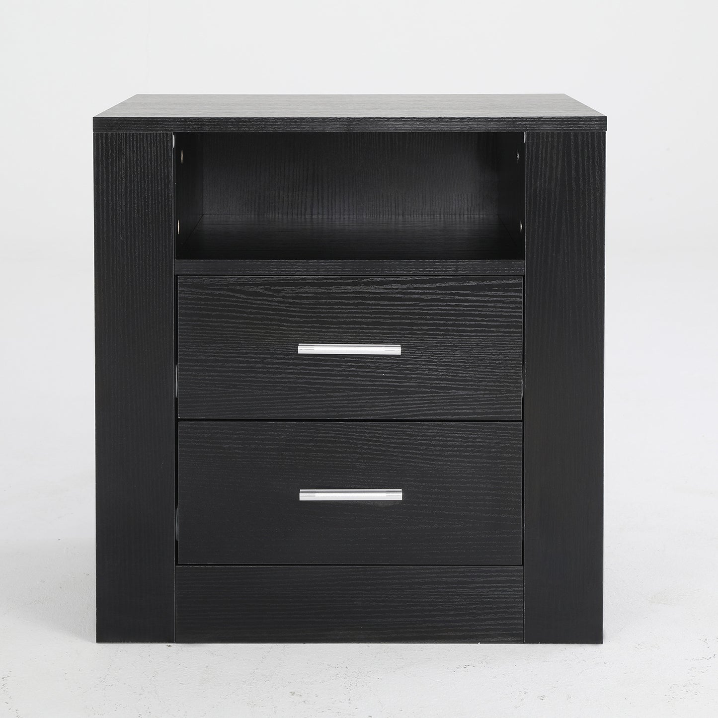 Bedside Table Side Storage Cabinet Nightstand Bedroom 2 Drawer 1 Shelf ZURI BLACK - Cosy Abode