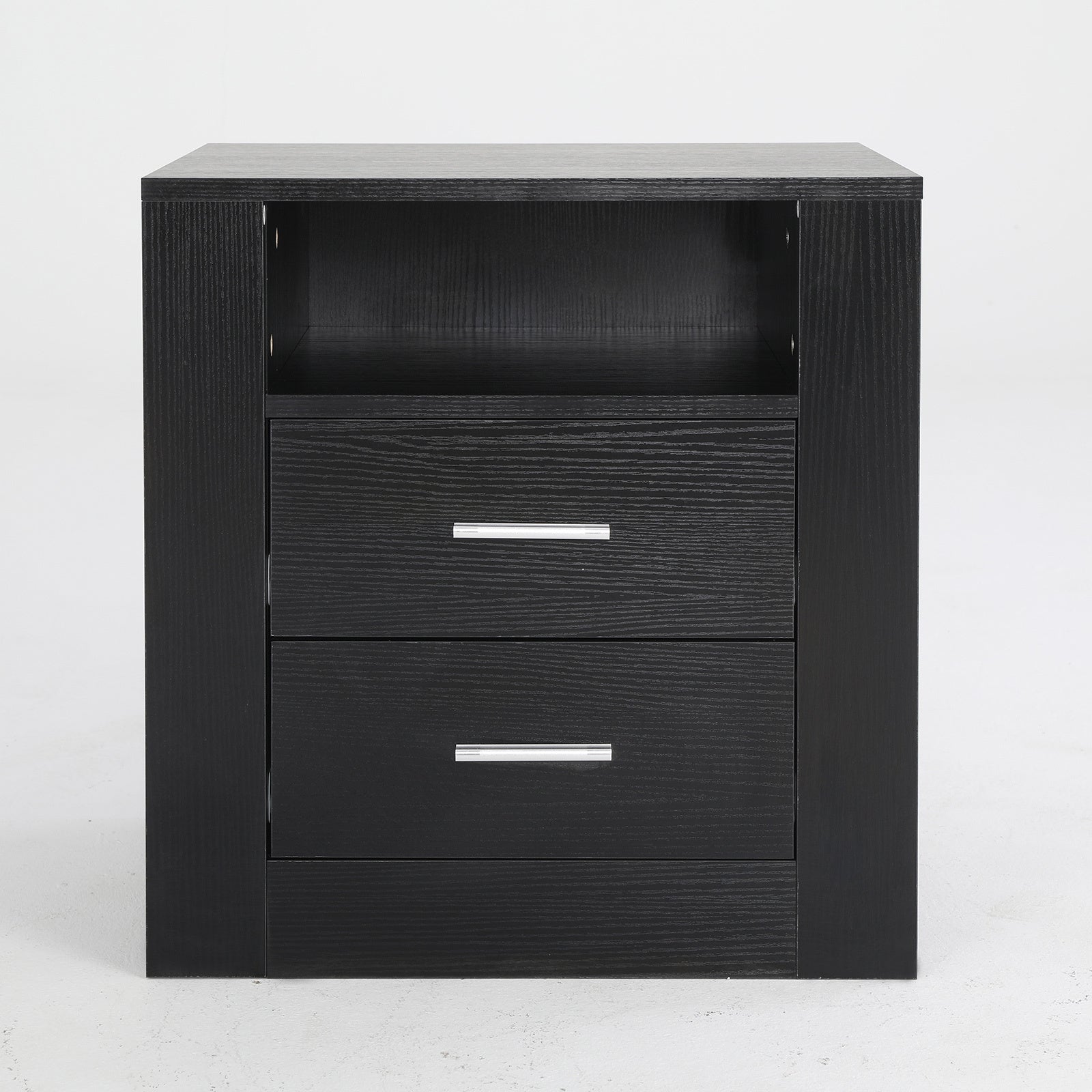 Bedside Table Side Storage Cabinet Nightstand Bedroom 2 Drawer 1 Shelf ZURI BLACK - Cosy Abode