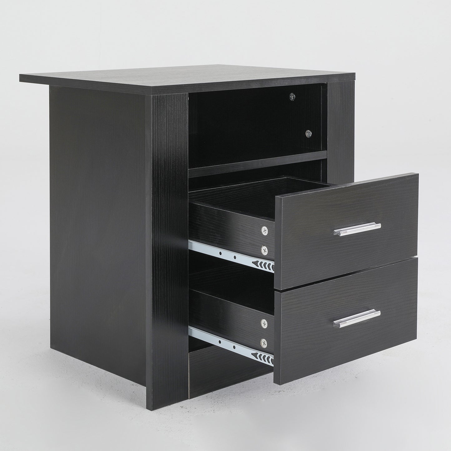 Bedside Table Side Storage Cabinet Nightstand Bedroom 2 Drawer 1 Shelf ZURI BLACK - Cosy Abode