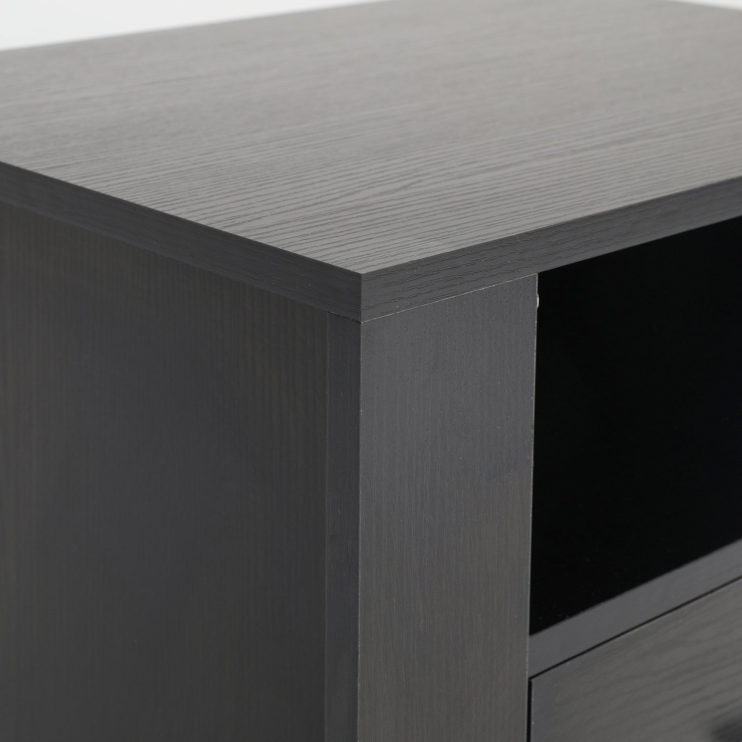 Bedside Table Side Storage Cabinet Nightstand Bedroom 2 Drawer 1 Shelf ZURI BLACK - Cosy Abode