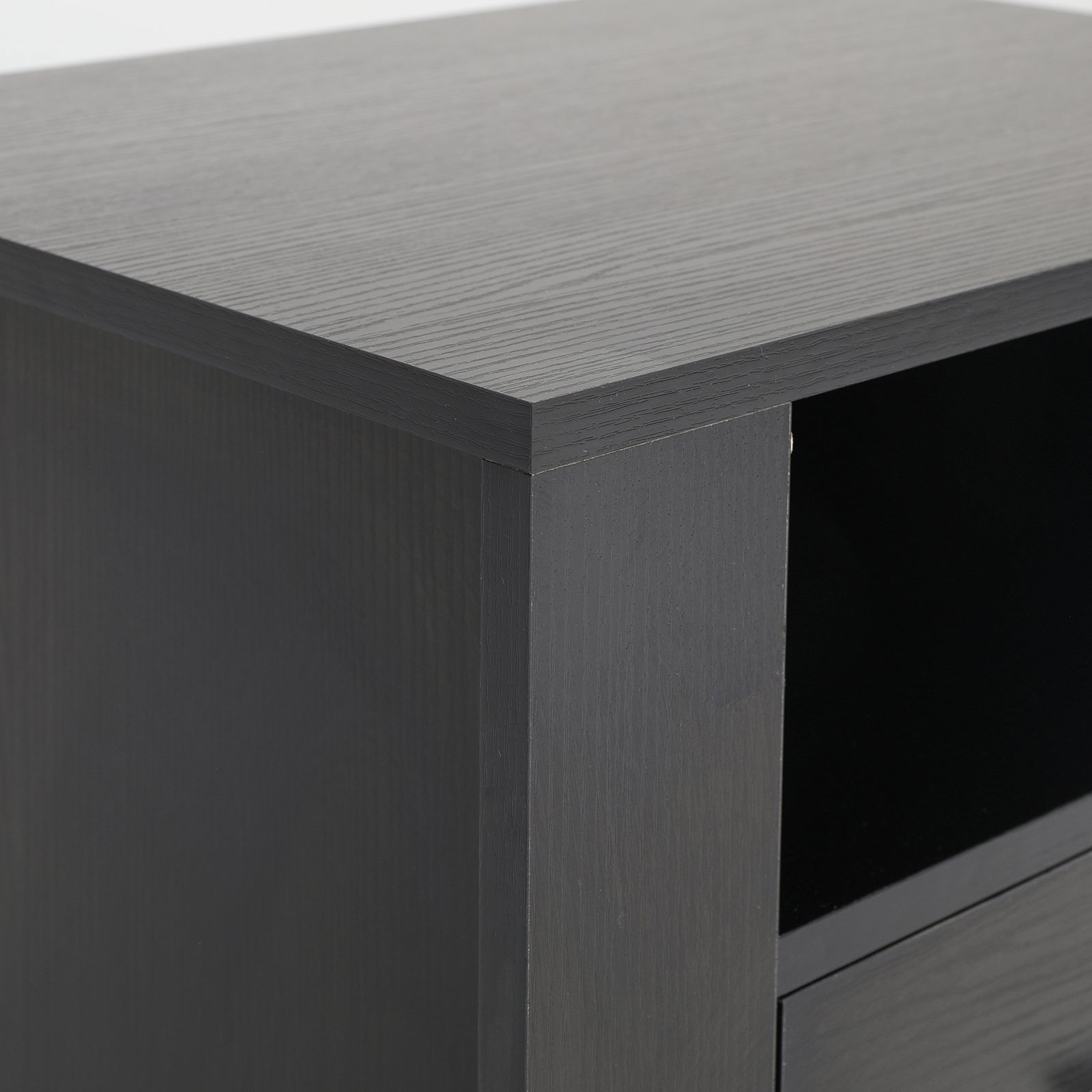 Bedside Table Side Storage Cabinet Nightstand Bedroom 2 Drawer 1 Shelf ZURI BLACK - Cosy Abode