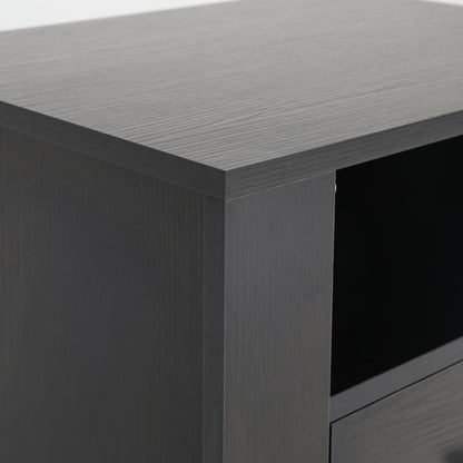 Bedside Table Side Storage Cabinet Nightstand Bedroom 2 Drawer 1 Shelf ZURI BLACK - Cosy Abode