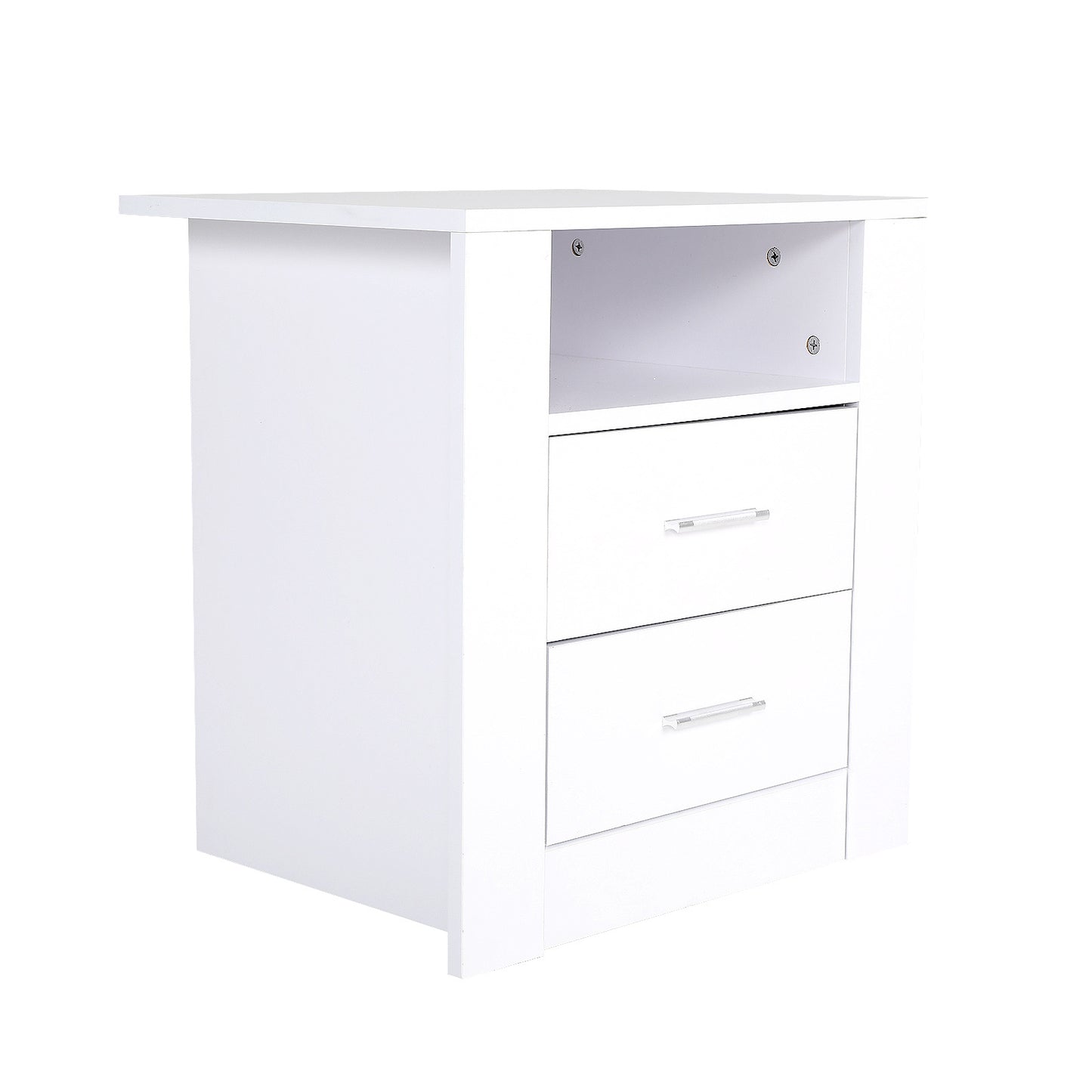 Bedside Table Side Storage Cabinet Nightstand Bedroom 2 Drawer 1 Shelf ZURI WHITE - Cosy Abode
