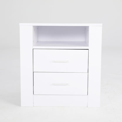 Bedside Table Side Storage Cabinet Nightstand Bedroom 2 Drawer 1 Shelf ZURI WHITE - Cosy Abode