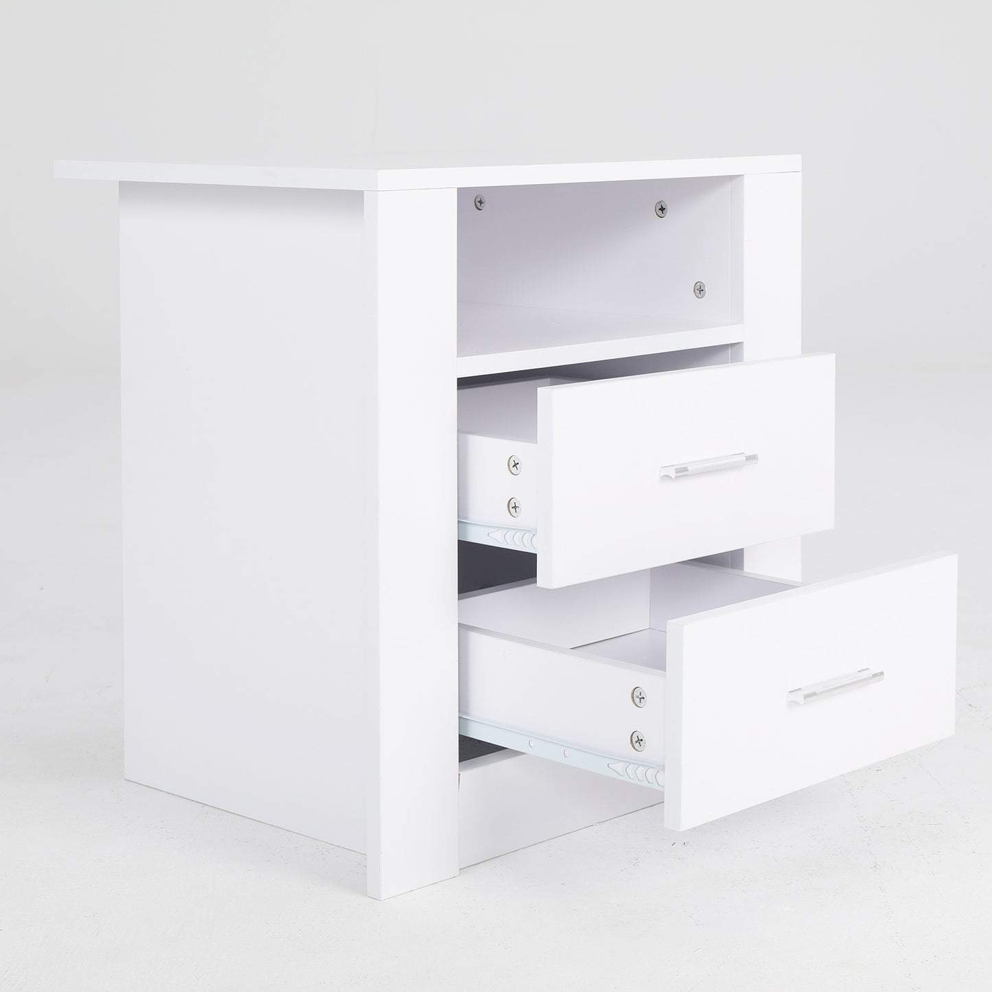 Bedside Table Side Storage Cabinet Nightstand Bedroom 2 Drawer 1 Shelf ZURI WHITE - Cosy Abode