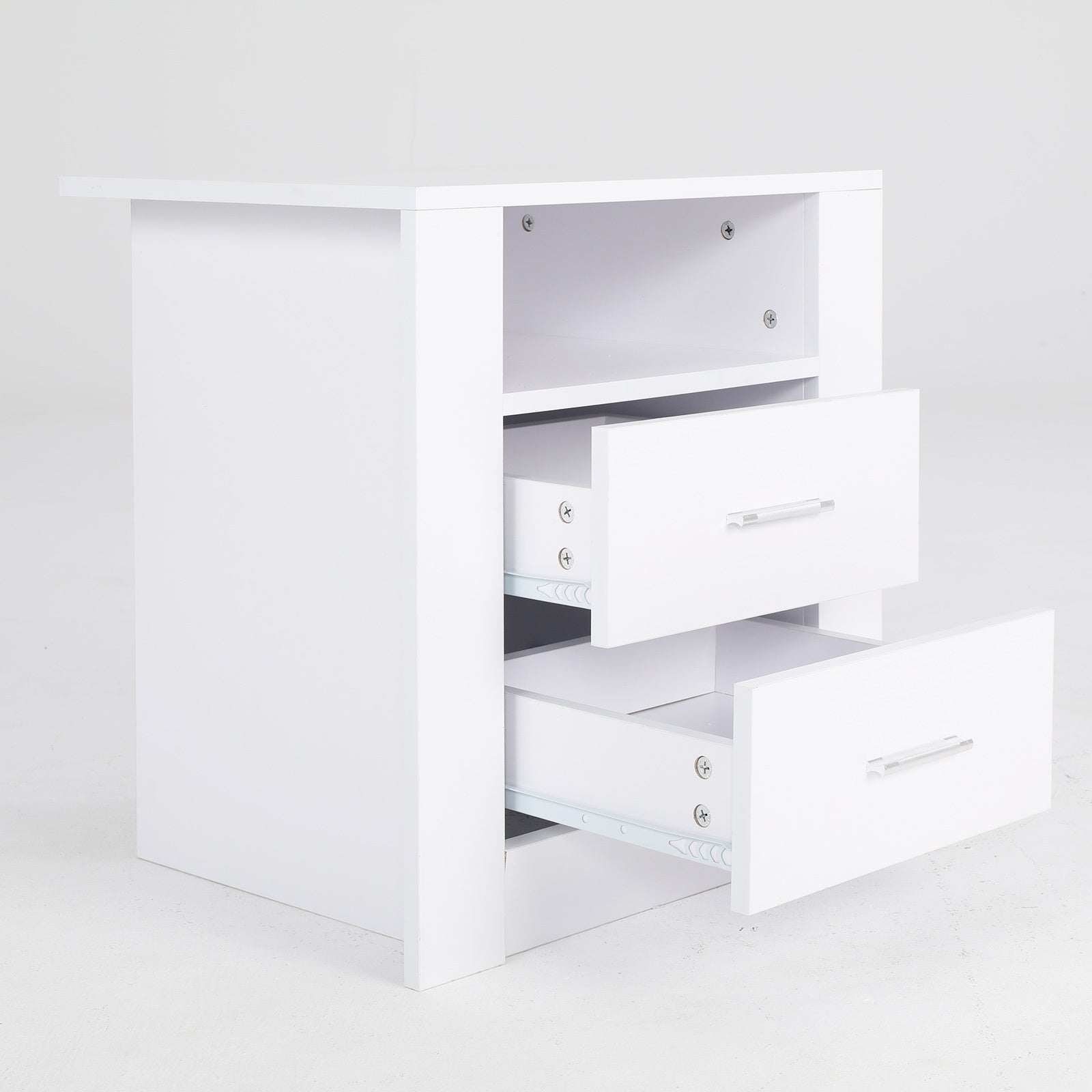 Bedside Table Side Storage Cabinet Nightstand Bedroom 2 Drawer 1 Shelf ZURI WHITE - Cosy Abode