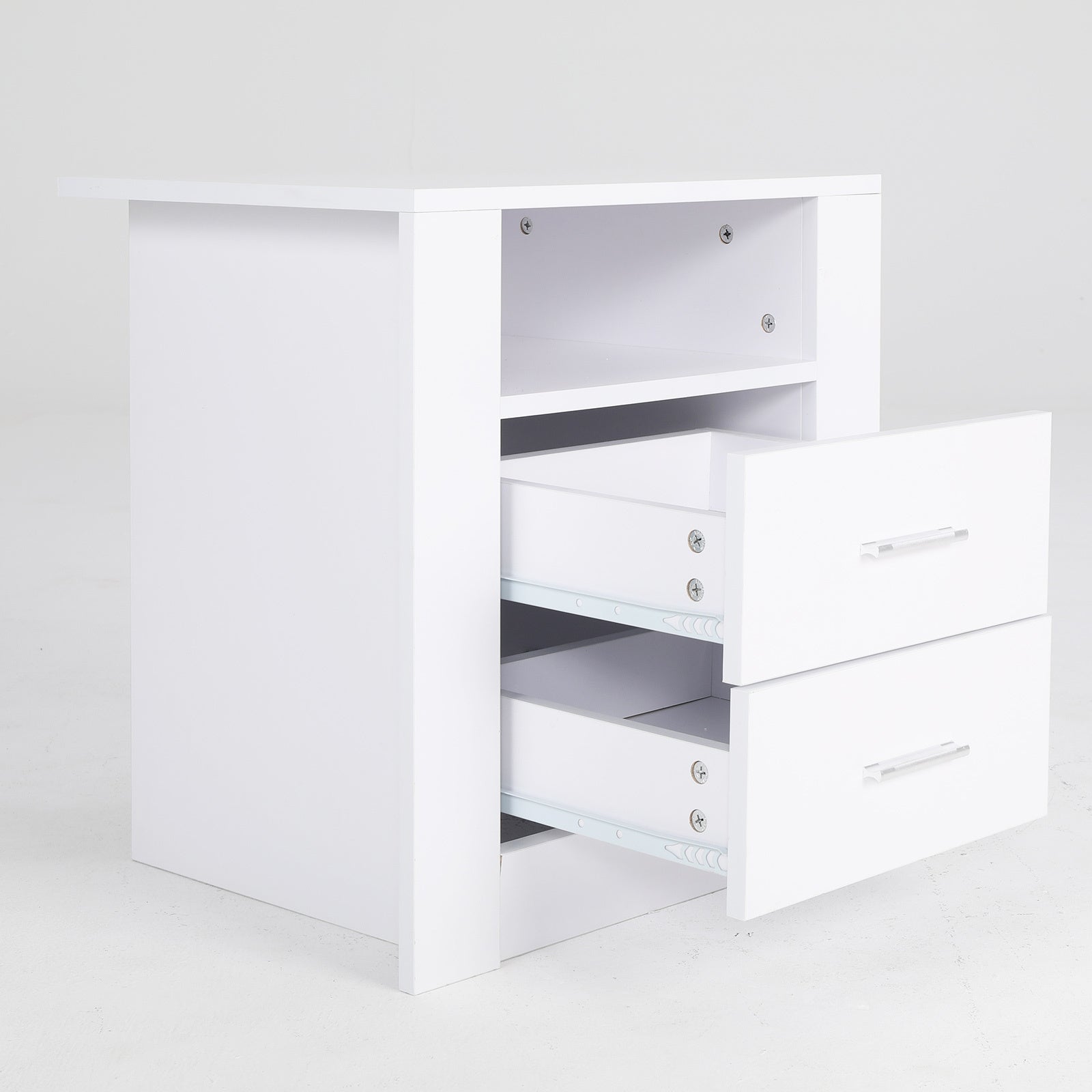 Bedside Table Side Storage Cabinet Nightstand Bedroom 2 Drawer 1 Shelf ZURI WHITE - Cosy Abode