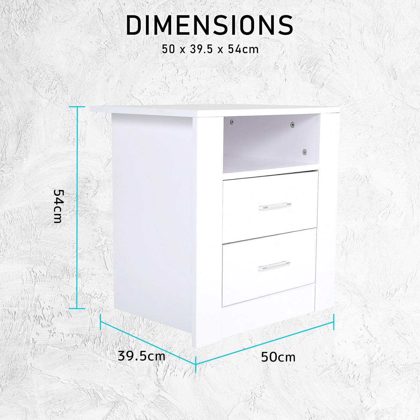 Bedside Table Side Storage Cabinet Nightstand Bedroom 2 Drawer 1 Shelf ZURI WHITE - Cosy Abode