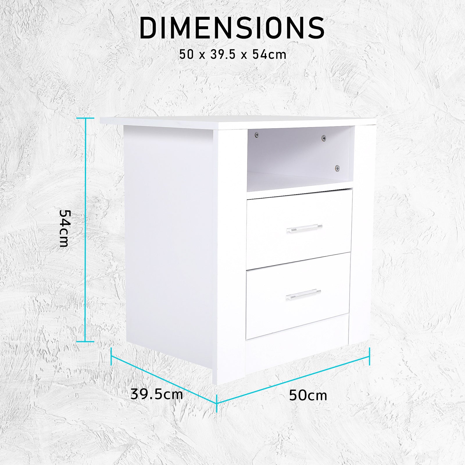 Bedside Table Side Storage Cabinet Nightstand Bedroom 2 Drawer 1 Shelf ZURI WHITE - Cosy Abode