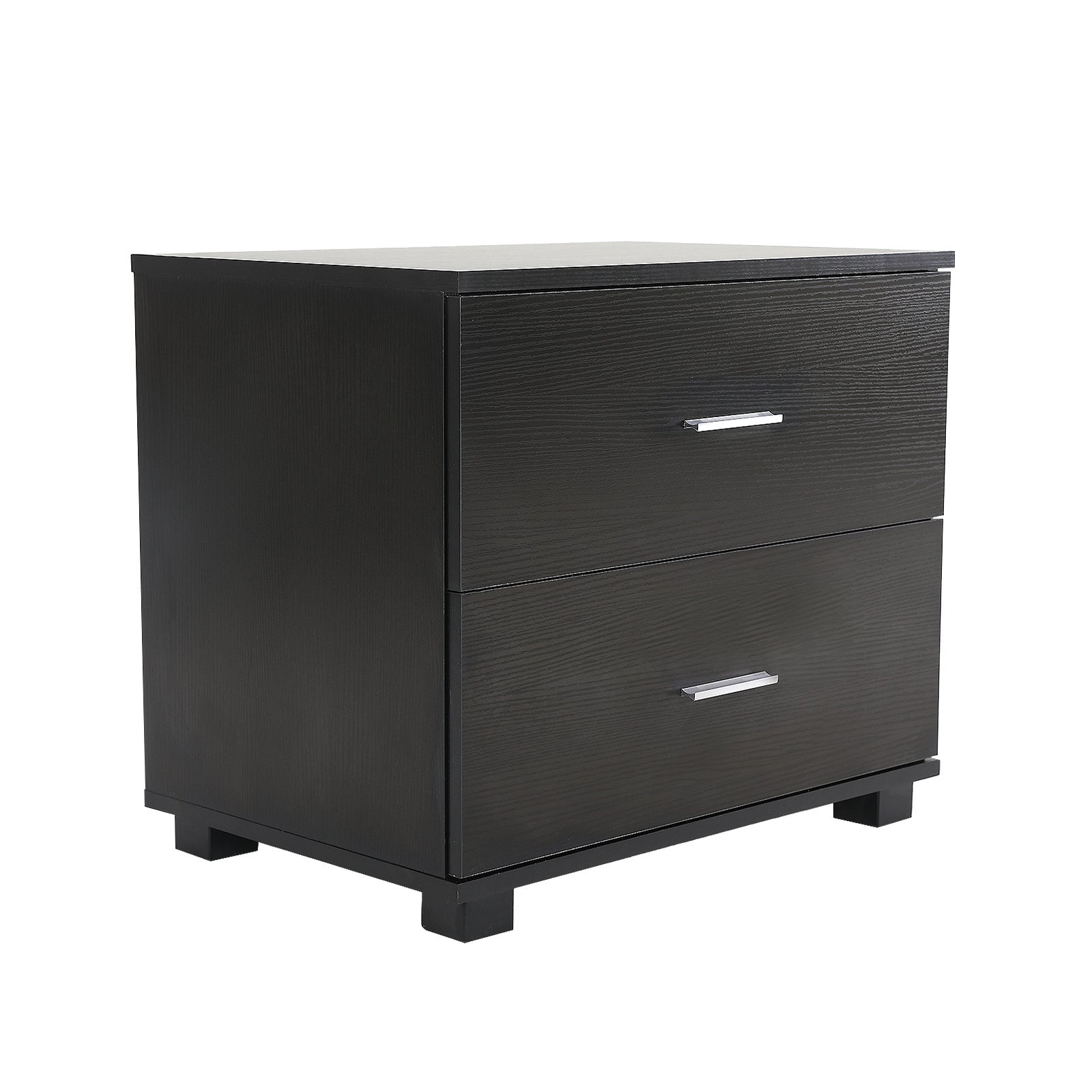 Bedside Table Side Storage Cabinet Nightstand Bedroom 2 Drawer Legs ETTA BLACK - Cosy Abode