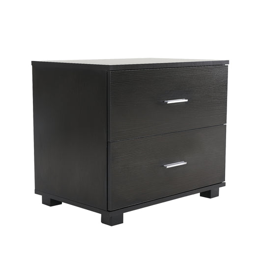 Bedside Table Side Storage Cabinet Nightstand Bedroom 2 Drawer Legs ETTA BLACK - Cosy Abode