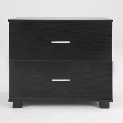 Bedside Table Side Storage Cabinet Nightstand Bedroom 2 Drawer Legs ETTA BLACK - Cosy Abode