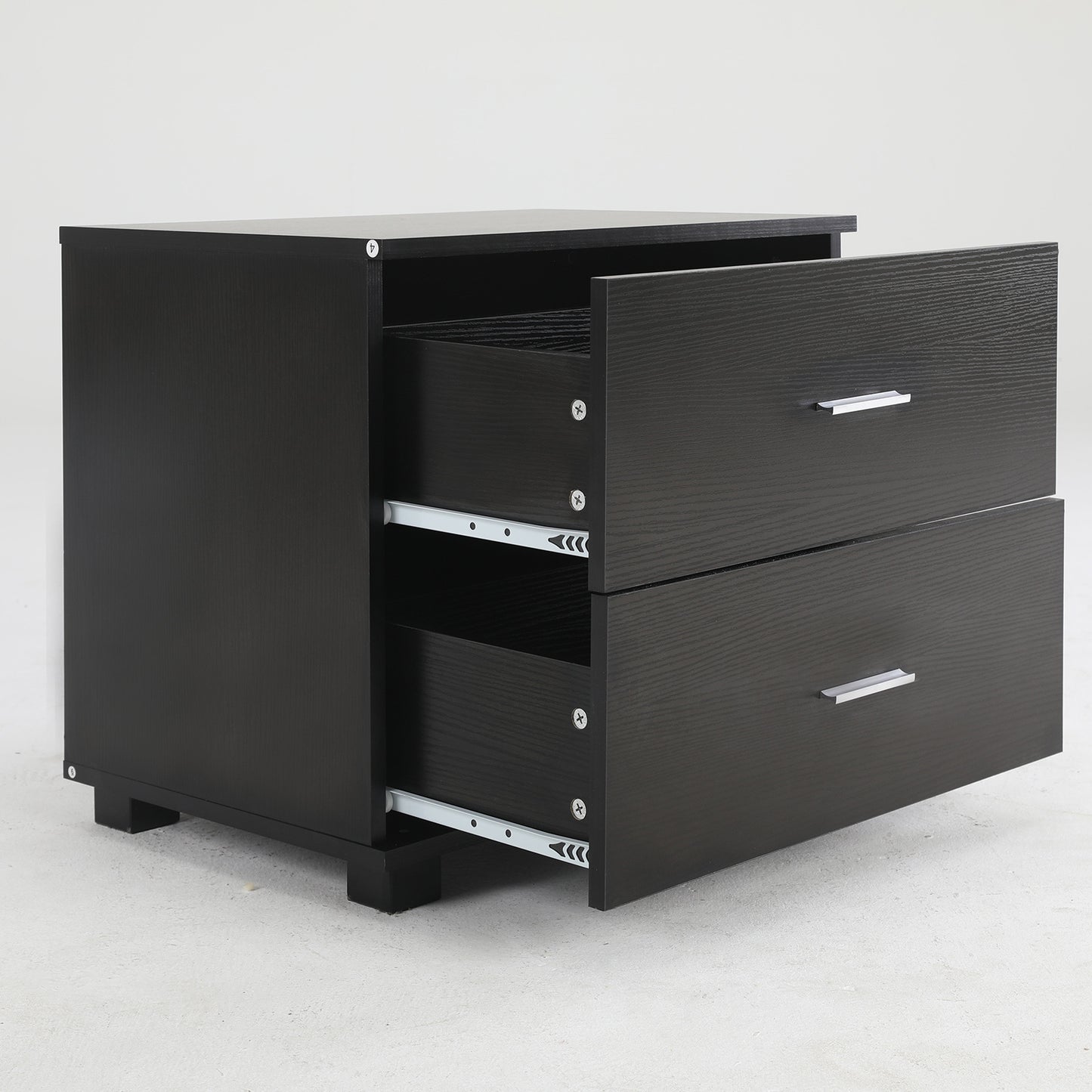 Bedside Table Side Storage Cabinet Nightstand Bedroom 2 Drawer Legs ETTA BLACK - Cosy Abode
