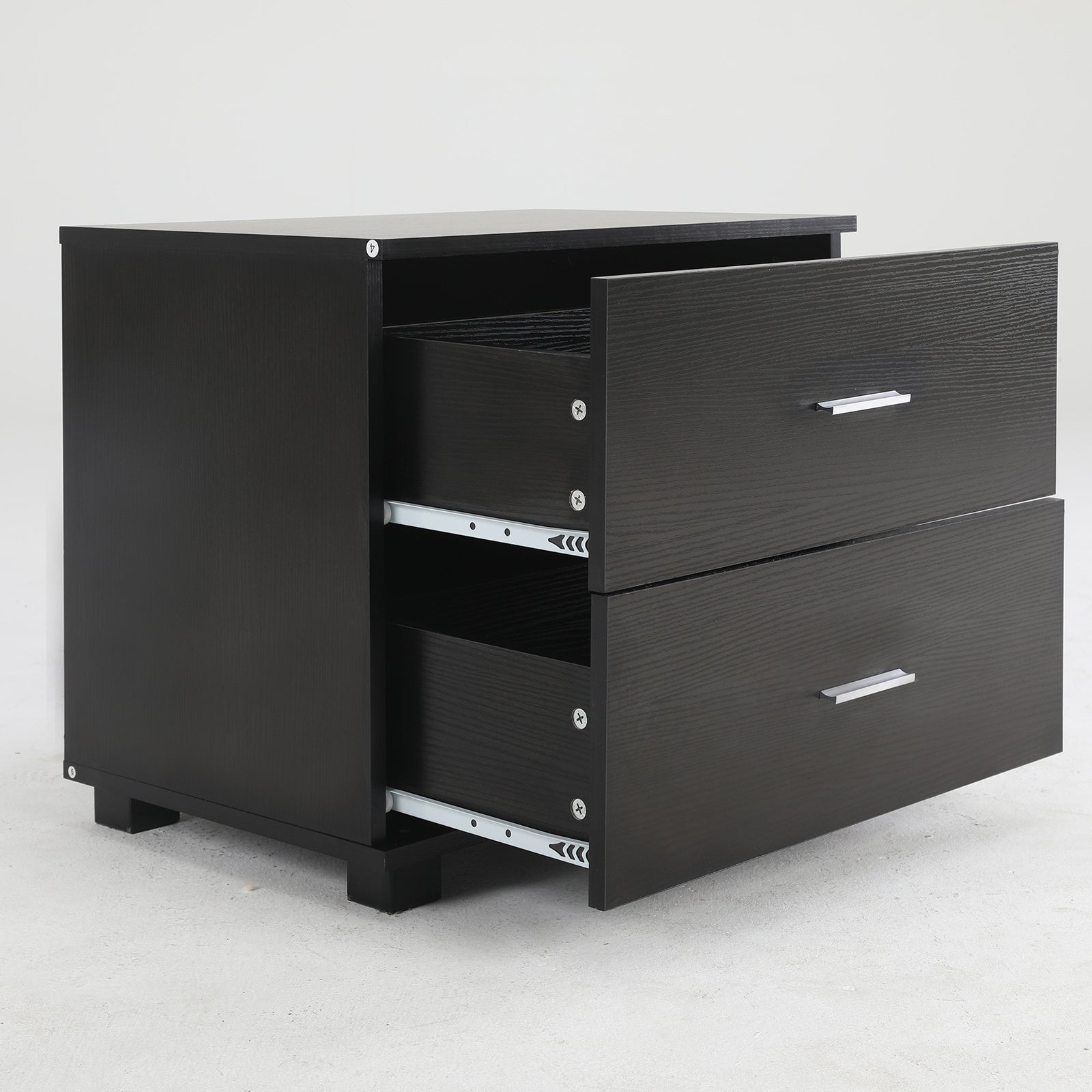 Bedside Table Side Storage Cabinet Nightstand Bedroom 2 Drawer Legs ETTA BLACK - Cosy Abode