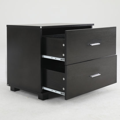 Bedside Table Side Storage Cabinet Nightstand Bedroom 2 Drawer Legs ETTA BLACK - Cosy Abode