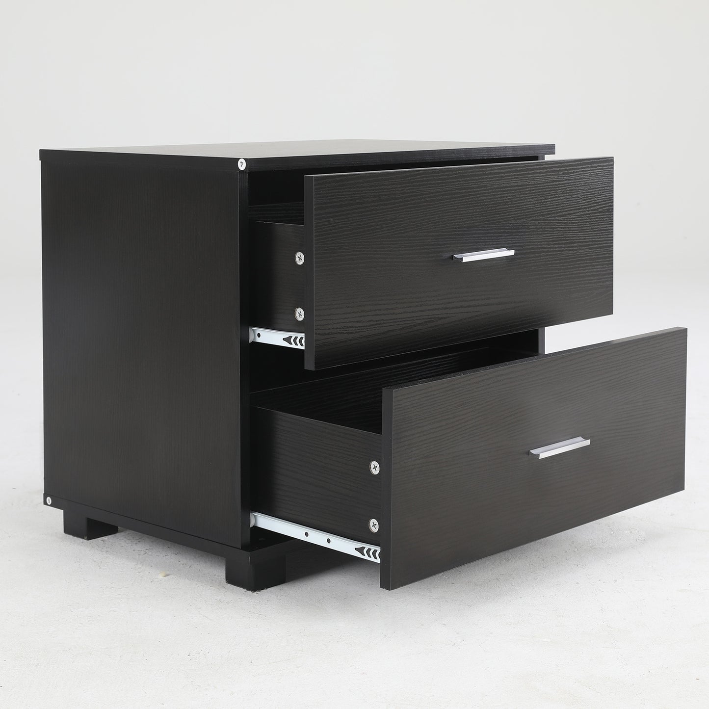 Bedside Table Side Storage Cabinet Nightstand Bedroom 2 Drawer Legs ETTA BLACK - Cosy Abode