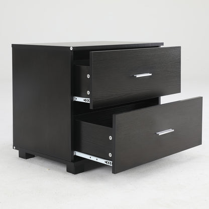 Bedside Table Side Storage Cabinet Nightstand Bedroom 2 Drawer Legs ETTA BLACK - Cosy Abode