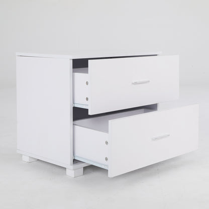 Bedside Table Side Storage Cabinet Nightstand Bedroom 2 Drawer Legs ETTA WHITE - Cosy Abode
