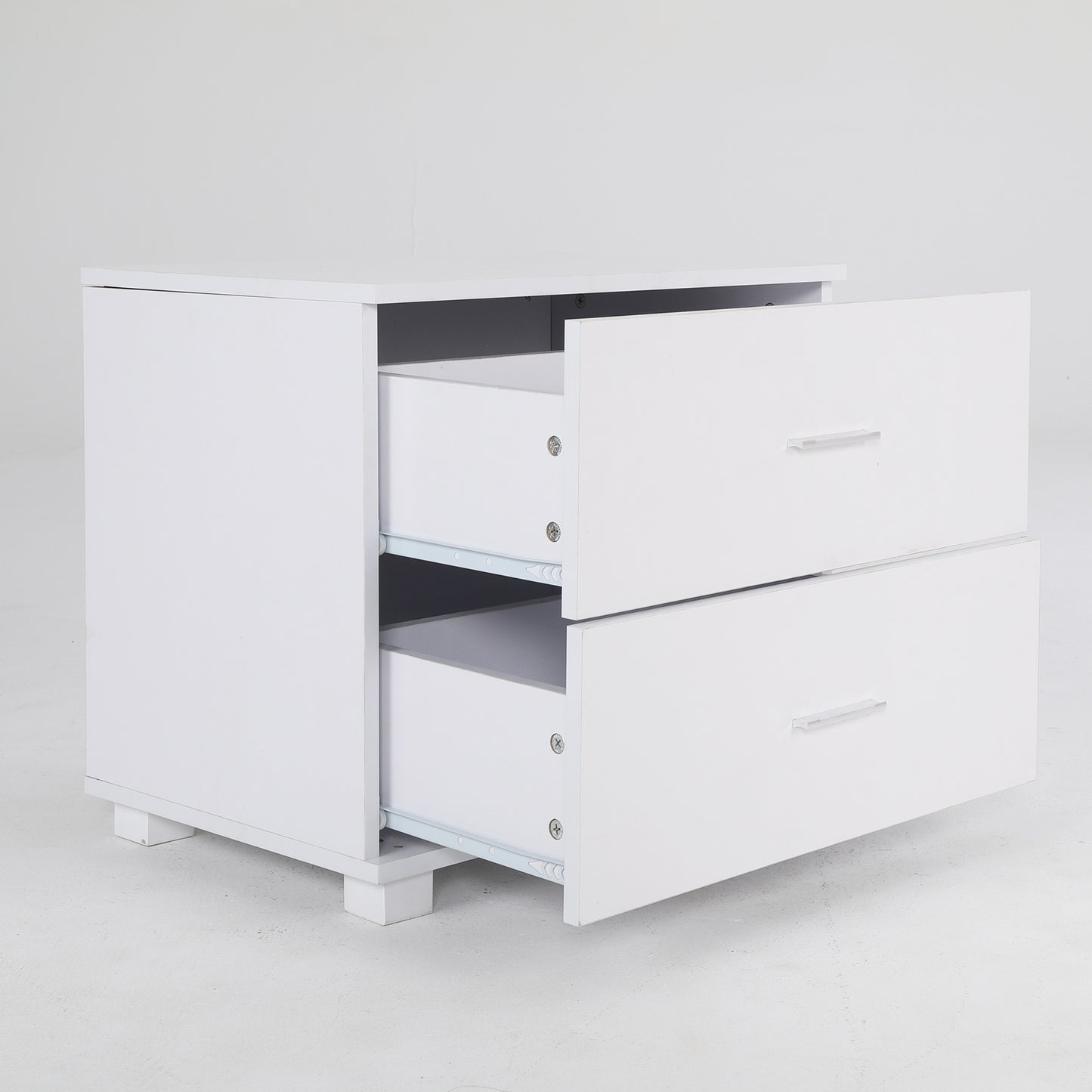 Bedside Table Side Storage Cabinet Nightstand Bedroom 2 Drawer Legs ETTA WHITE - Cosy Abode
