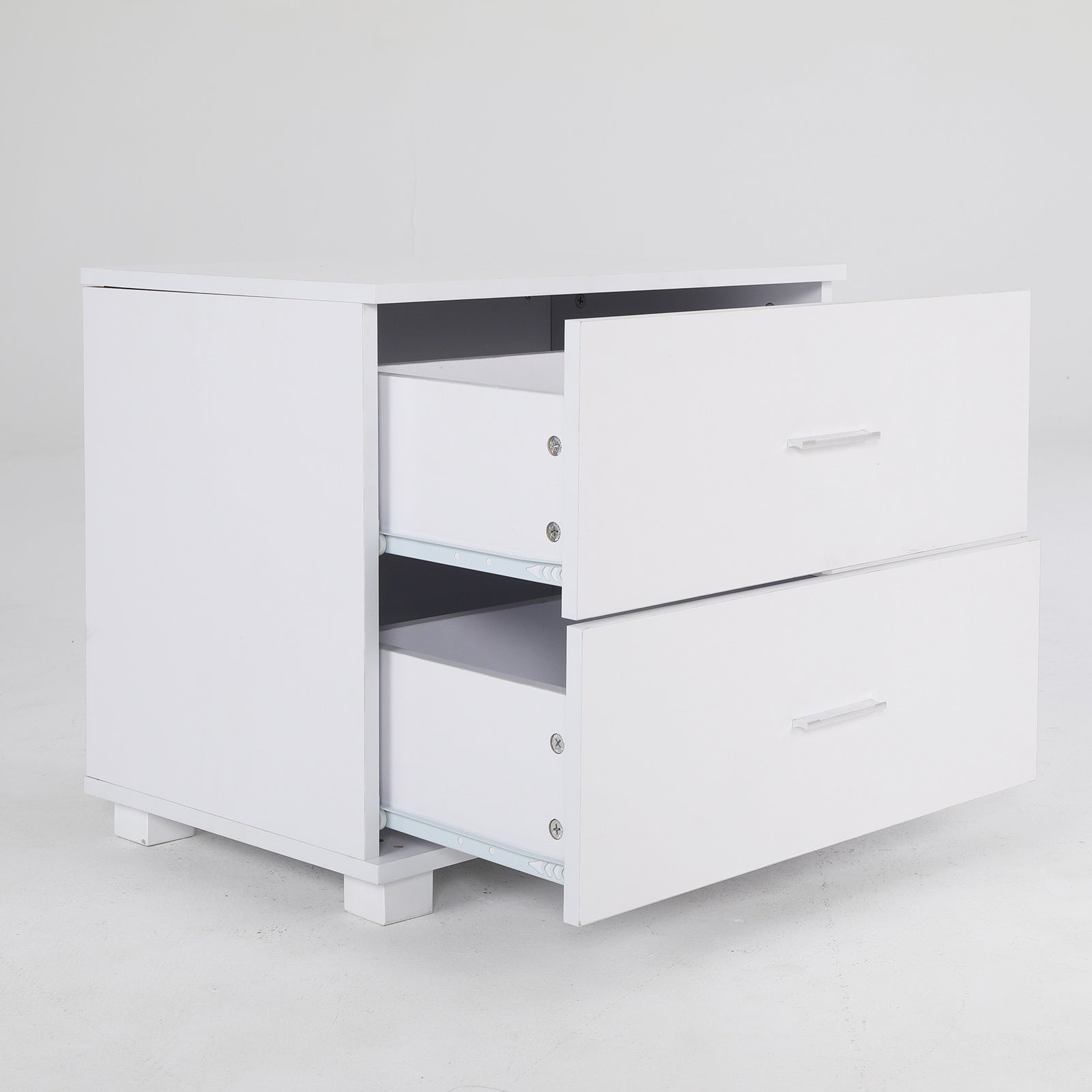 Bedside Table Side Storage Cabinet Nightstand Bedroom 2 Drawer Legs ETTA WHITE - Cosy Abode