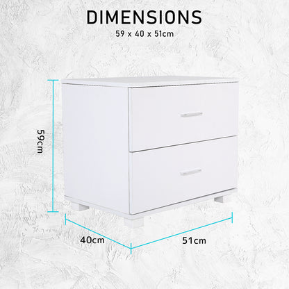 Bedside Table Side Storage Cabinet Nightstand Bedroom 2 Drawer Legs ETTA WHITE - Cosy Abode
