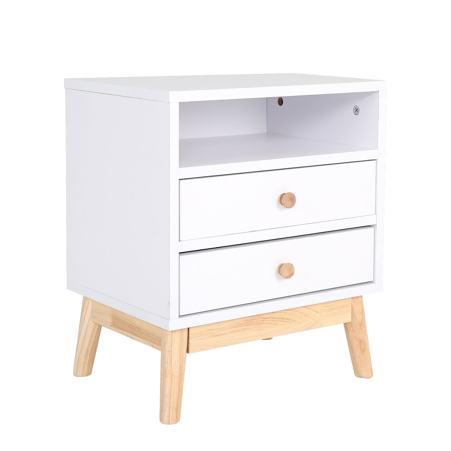 Bedside Table Side Storage Cabinet Nightstand Bedroom 2 Drawer ANYA - WHITE - Cosy Abode