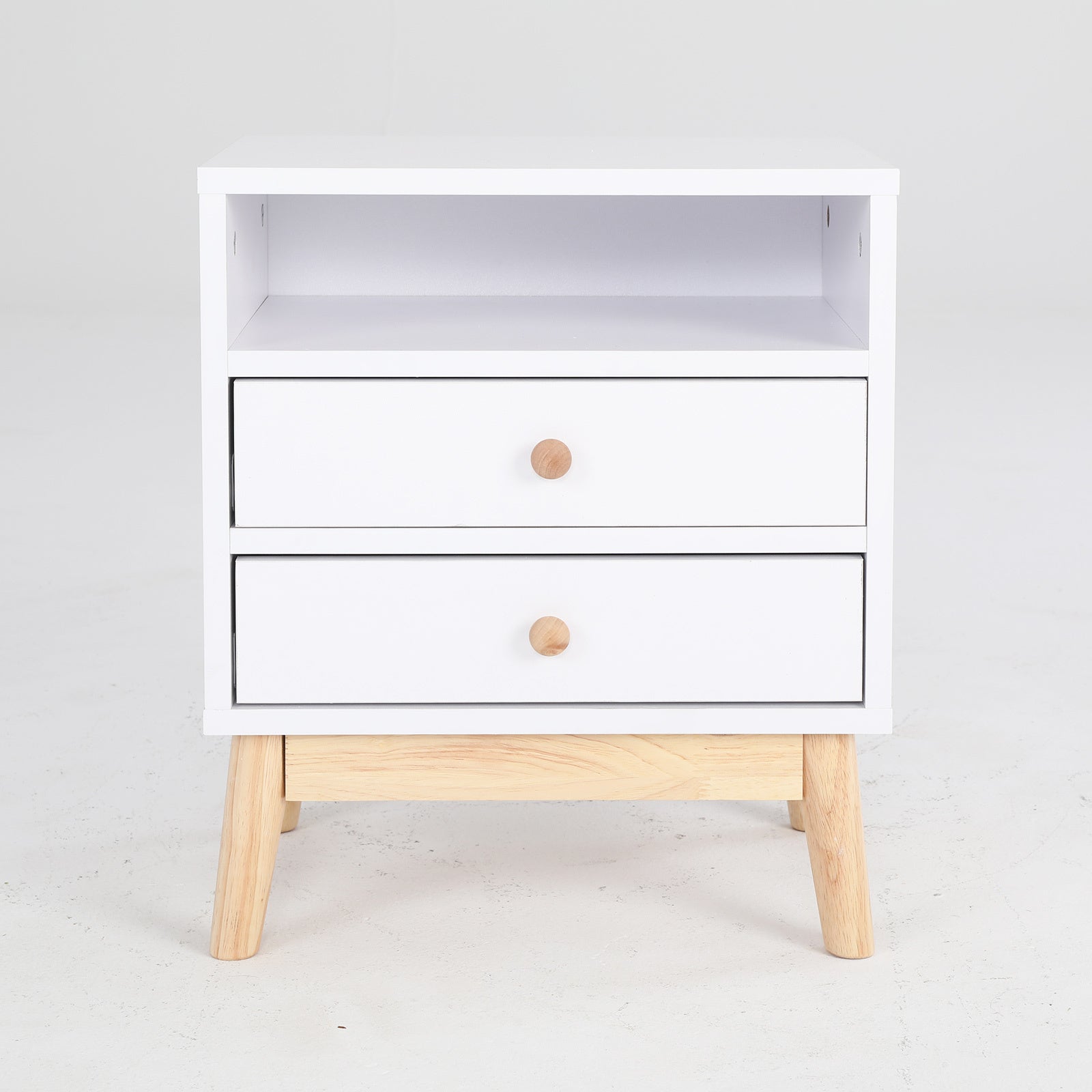 Bedside Table Side Storage Cabinet Nightstand Bedroom 2 Drawer ANYA - WHITE - Cosy Abode