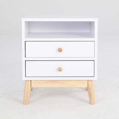 Bedside Table Side Storage Cabinet Nightstand Bedroom 2 Drawer ANYA - WHITE - Cosy Abode