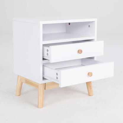 Bedside Table Side Storage Cabinet Nightstand Bedroom 2 Drawer ANYA - WHITE - Cosy Abode