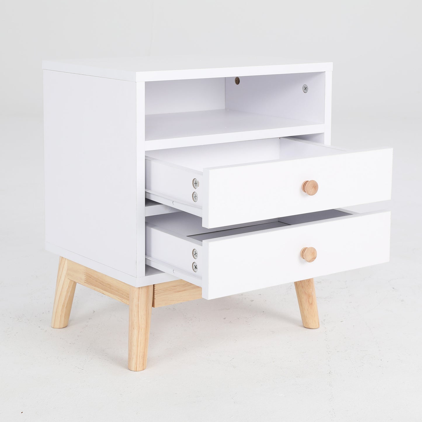 Bedside Table Side Storage Cabinet Nightstand Bedroom 2 Drawer ANYA - WHITE - Cosy Abode