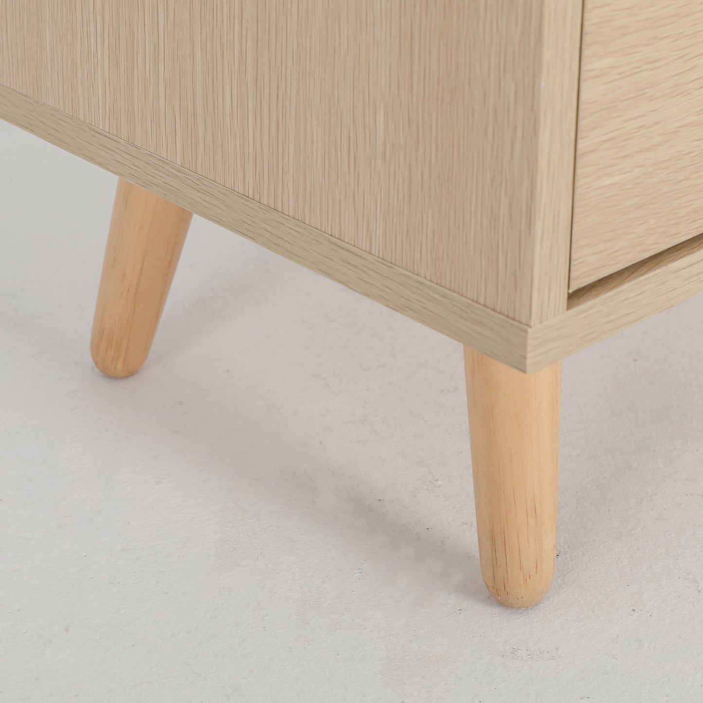 Bedside Table 3 Drawer Wood Leg Storage Cabinet Nightstand LACY OAK - Cosy Abode