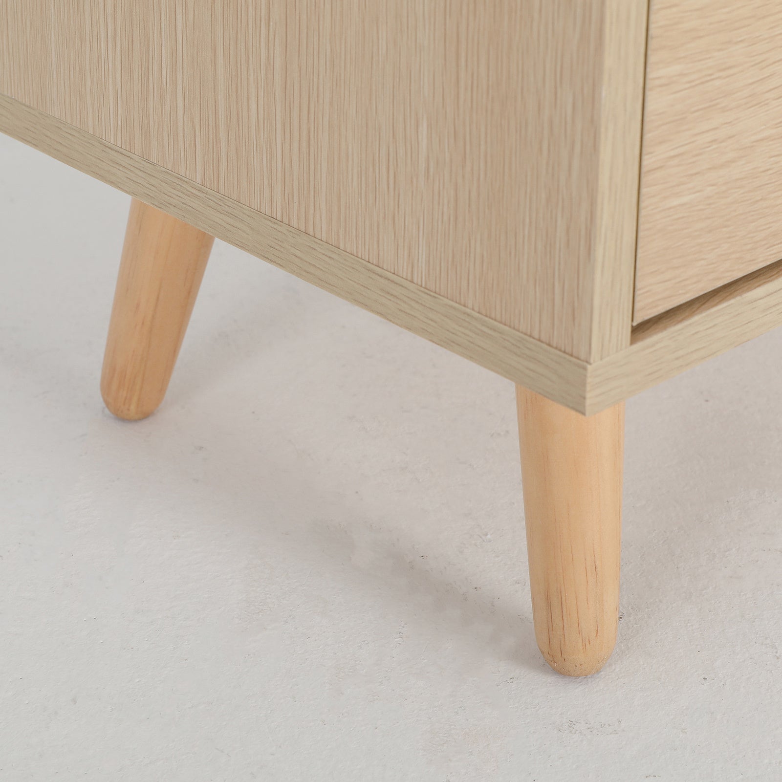 Bedside Table 3 Drawer Wood Leg Storage Cabinet Nightstand LACY OAK - Cosy Abode