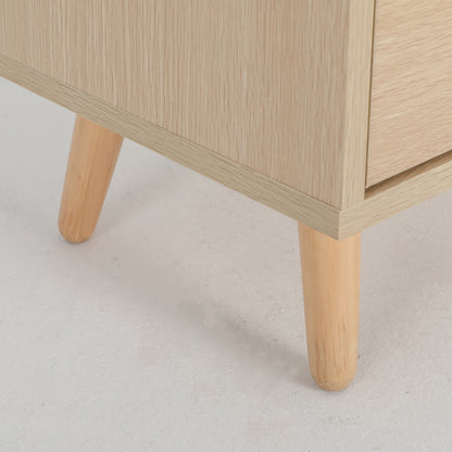Bedside Table 3 Drawer Wood Leg Storage Cabinet Nightstand LACY OAK - Cosy Abode