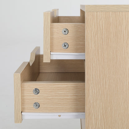 Bedside Table 3 Drawer Wood Leg Storage Cabinet Nightstand LACY OAK - Cosy Abode