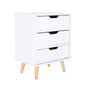 Bedside Table 3 Drawer Wood Leg Storage Cabinet Nightstand LACY WHITE - Cosy Abode