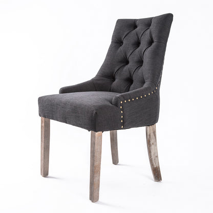 French Provincial Dining Chair Oak Leg AMOUR BLACK - Cosy Abode