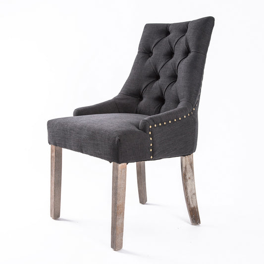 French Provincial Dining Chair Oak Leg AMOUR BLACK - Cosy Abode