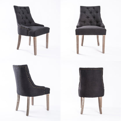 French Provincial Dining Chair Oak Leg AMOUR BLACK - Cosy Abode