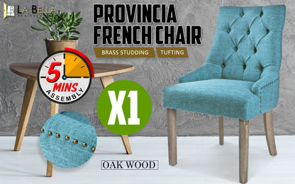 French Provincial Dining Chair Oak Leg AMOUR BLUE - Cosy Abode