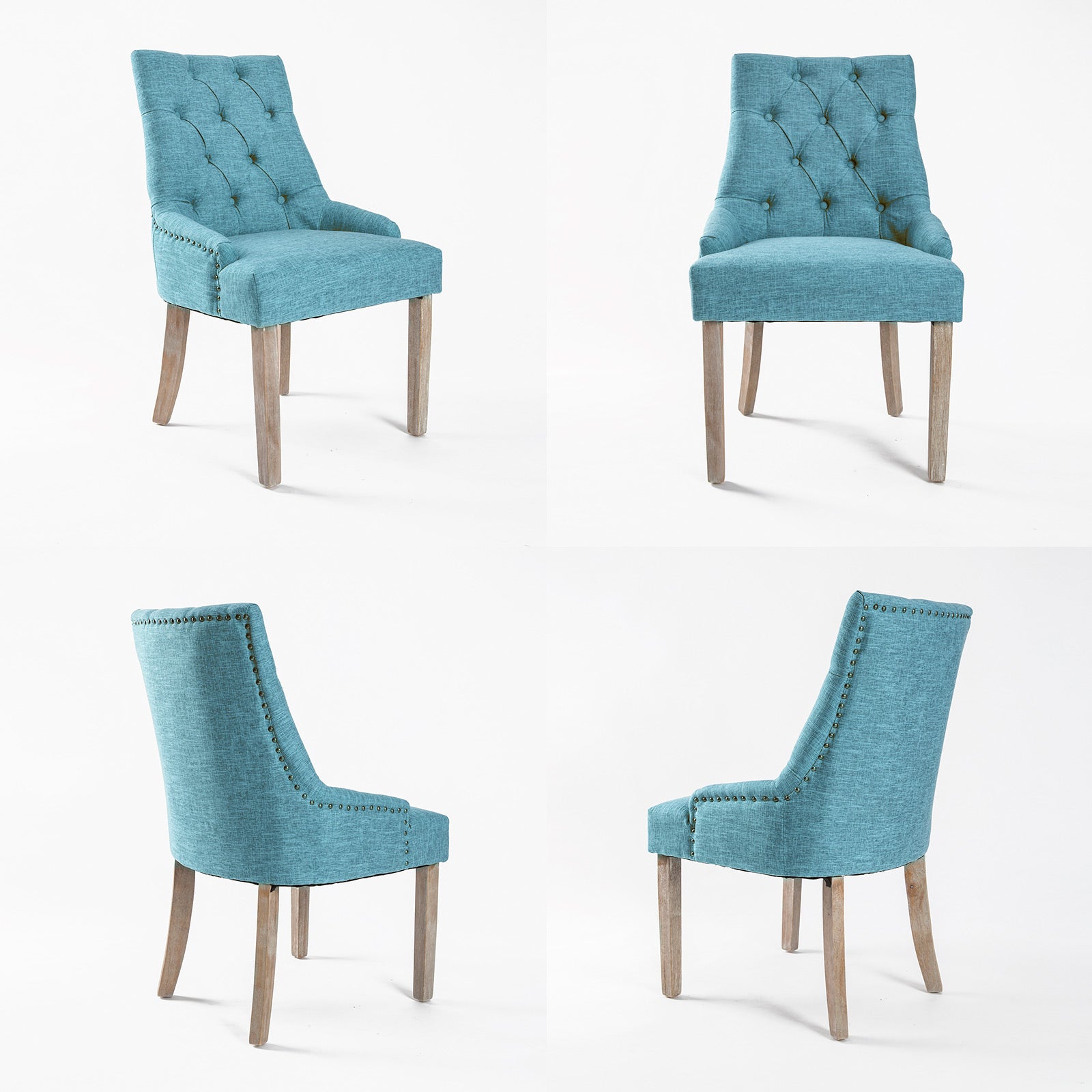 French Provincial Dining Chair Oak Leg AMOUR BLUE - Cosy Abode