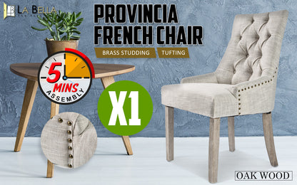 French Provincial Dining Chair Oak Leg AMOUR CREAM - Cosy Abode