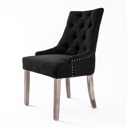 French Provincial Dining Chair Oak Leg AMOUR DARK BLACK - Cosy Abode