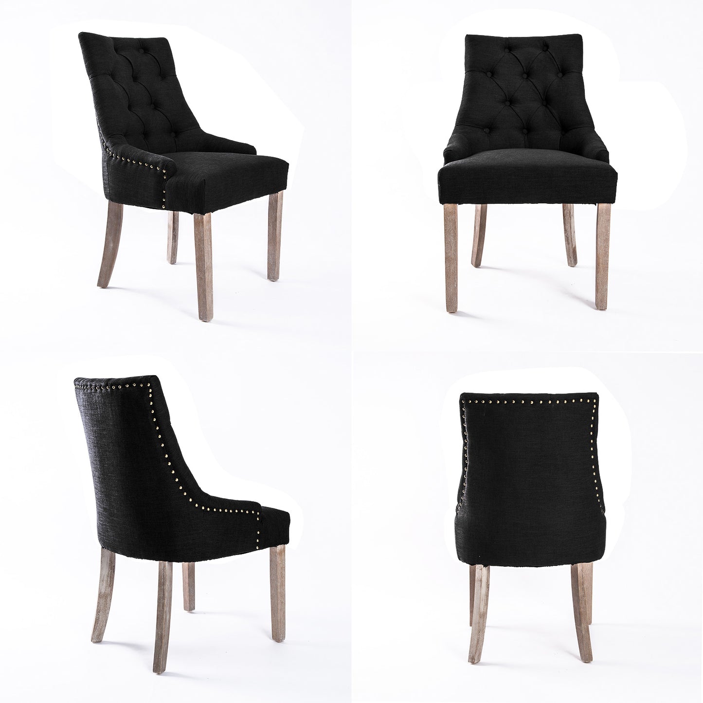French Provincial Dining Chair Oak Leg AMOUR DARK BLACK - Cosy Abode