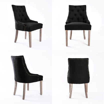 French Provincial Dining Chair Oak Leg AMOUR DARK BLACK - Cosy Abode
